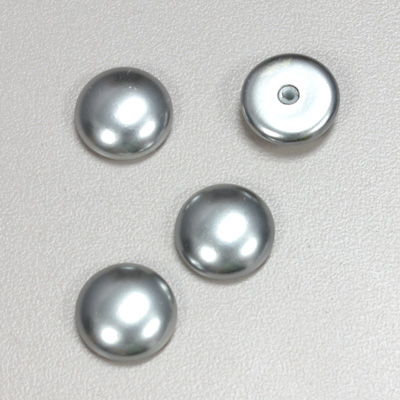 Glass Medium Dome Pearl Dipped Cabochon - Round 13MM LIGHT GREY
