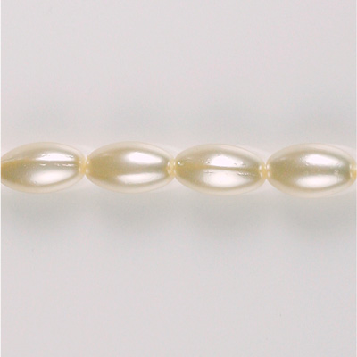 Czech Glass Pearl Bead - Oval 12x7MM WHITE 70401