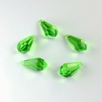 German Plastic Pendant - Transparent Faceted Drop 13x6 PERIDOT