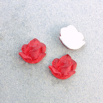 Plastic Flat Back Foiled Flower -  14MM MATTE RUBY