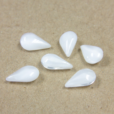 Glass Point Back Buff Top Stone Opaque Doublet - Pear 10x6MM WHITE MOONSTONE