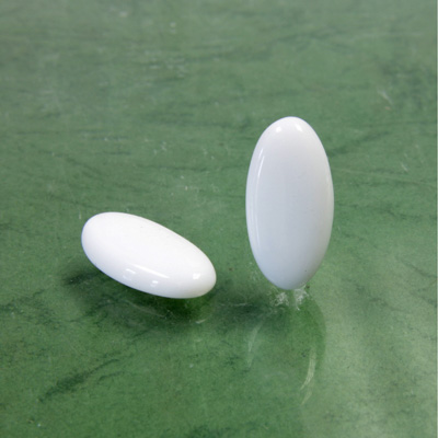 Glass Low Dome Buff Top Cabochon - Oval 18x9MM CHALKWHITE