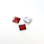 Plastic Flat Back 2-Hole Foiled Sew-On Stone - Square 8MM RUBY