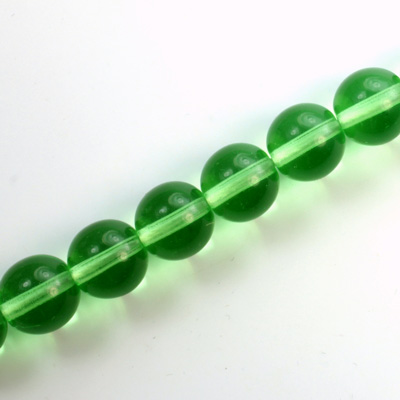 Czech Pressed Glass Bead - Smooth Round 10MM PERIDOT