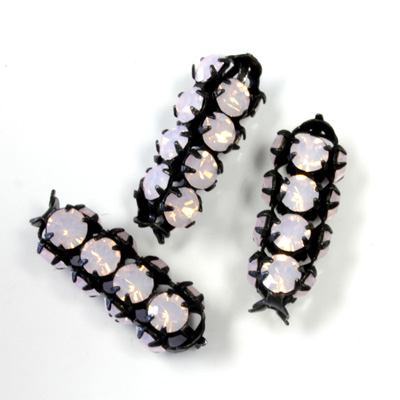 Preciosa Rhinestone Rondelle Crystal Tubes 20x7MM OPAL ROSE/BLACK