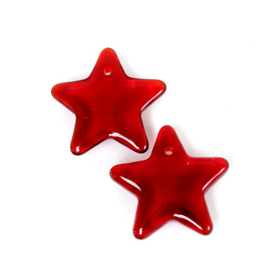 German Pressed Glass Pendant - Smooth Star 15MM GARNET