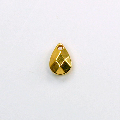 Metalized Plastic Pendant- Faceted Drop 10x7MM GOLD