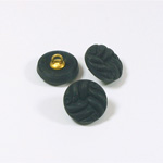 Glass Button - Engraved Top Metal Shank Round 13MM MATTE JET