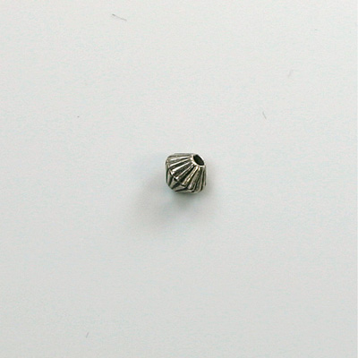 Metalized Plastic Bead - Ribbed Bicone 05MM ANT SILVER