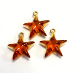 Plastic Pendant - Star with Brass Loop 15MM SMOKE TOPAZ