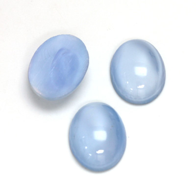 Glass Medium Dome Lampwork Cabochon - Oval 16x12MM LIGHT BLUE MOONSTONE (00377)