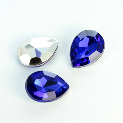 Plastic Point Back Foiled Stone - Pear 18x13MM SAPPHIRE