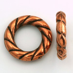 Metalized Plastic Bead - Twisted Ring 25MM ANT COPPER