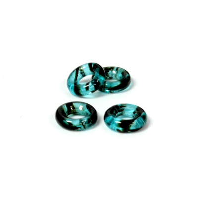 Czech Pressed Glass Ring - 09MM BLUE TORTOISE