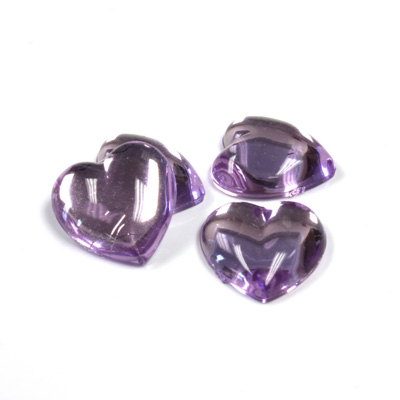 Plastic Flat Back Foiled Cabochon - Heart 15.5MM LT AMETHYST