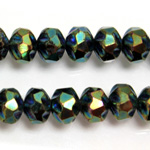 Czech Glass Fire Polished Bead - Rondelle Disc 8x6MM IRIS GREEN