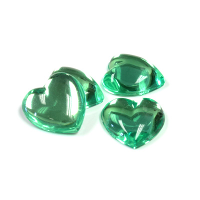 Plastic Flat Back Foiled Cabochon - Heart 15.5MM PERIDOT