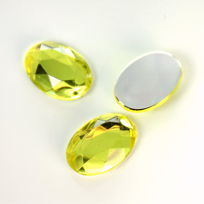 Plastic Flat Back Foiled Rose Cut Rhinestone - Oval 18x13MM JONQUIL