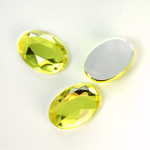 Plastic Flat Back Foiled Rose Cut Rhinestone - Oval 18x13MM JONQUIL