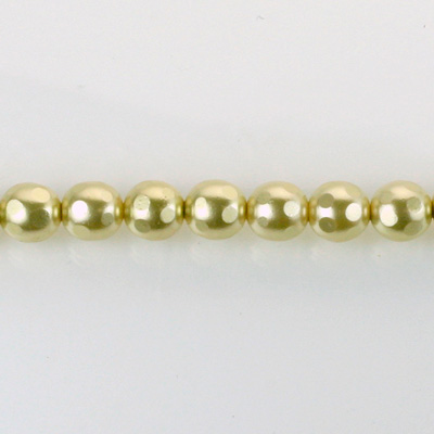 Czech Glass Pearl Bead - Round Faceted Golf 6MM LT OLIVE 70457