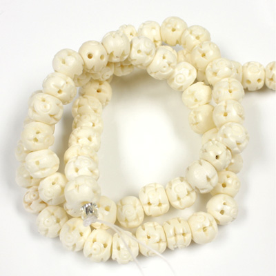 Genuine Bead Bone Carved Round 08MM NATURAL