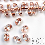 Preciosa Czech Glass 2-Hole Seed Bead - Twin 2.5x5MM CRYSTAL COPPER LINE 68105 Strung