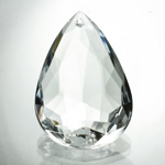 Plastic Pendant -Transparent Faceted Pear 48x28MM CRYSTAL