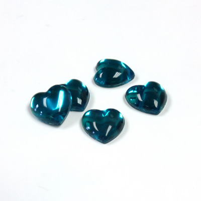 Plastic Flat Back Foiled Cabochon - Heart 11x10MM EMERALD