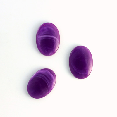 German Plastic Flat Back Buff Top Cabochon - Oval 14x10MM PURPLE MATRIX