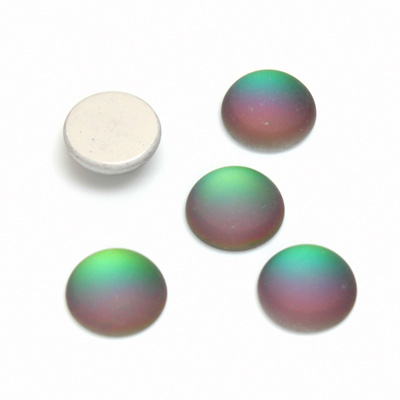 Glass Medium Dome Foiled Cabochon - Coated Round 11MM MATTE HELIO GREEN