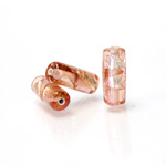 Glass Lampwork Bead - Tube Smooth 16x6MM ROSALINE with  FOIL 92495