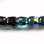 Czech Glass Fire Polished Bead - Barrel 14x12MM JET AB