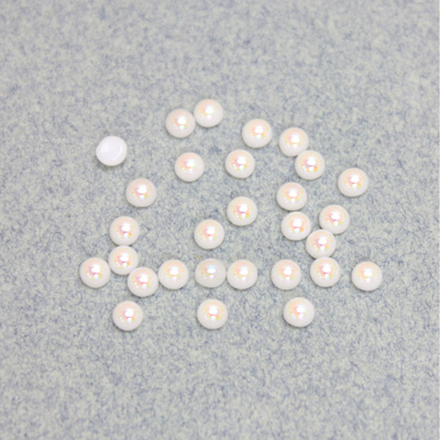 Glass Medium Dome Cabochon -  Round 03MM CHALKWHITE AB