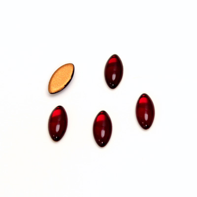 Glass Medium Dome Foiled Cabochon - Navette 10x5MM RUBY