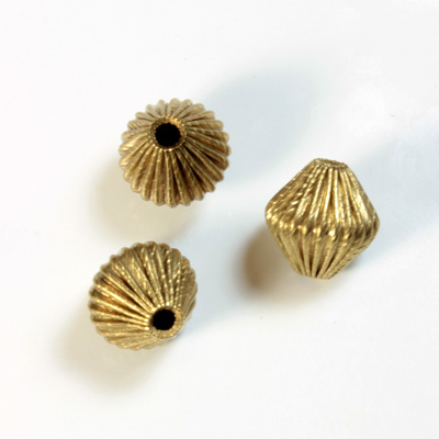 Brass Corrugated Bead - Standard Bicone 10MM RAW