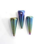 Czech Pressed Glass Bead - Smooth Spike 07x17MM IRIS GREEN