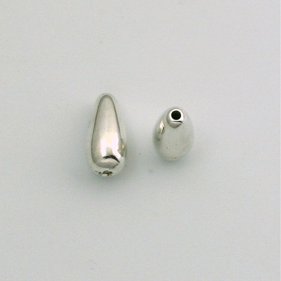 Metalized Plastic Smooth Bead - Pear 12x6MM SILVER