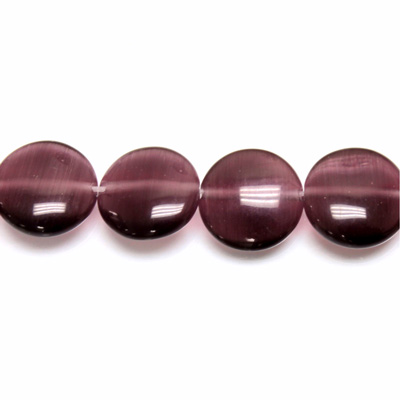 Fiber Optic Synthetic Cat's Eye Bead - Smooth Lentil Round 12MM CAT'S EYE PURPLE