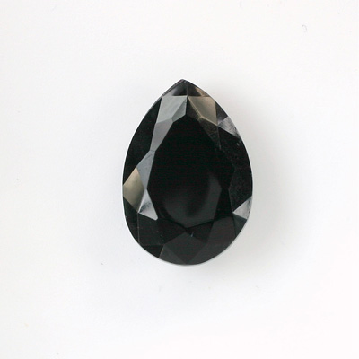 Glass Point Back Tin Table Cut (TTC) Stone - Pear 18x13MM JET