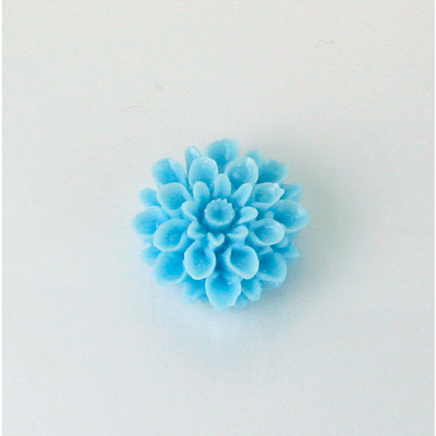 Plastic Carved No-Hole Flower - Dahlia 18MM TURQUOISE