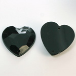Plastic Flat Back Faceted 2-Hole Opaque Sew-On Stone - Heart 25MM JET