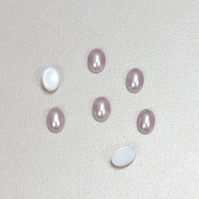 Glass Medium Dome Cabochon Pearl Spray Finish - Oval 07x5MM LAVENDER