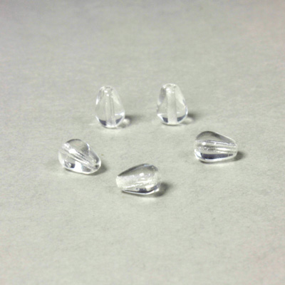 Czech Pressed Glass Bead - Smooth Pear 07x5MM CRYSTAL