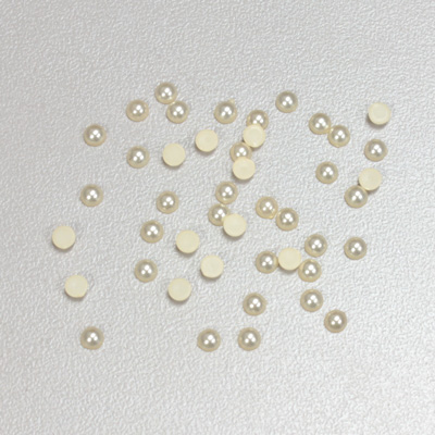 Plastic Medium Dome Pearl Cabochon - Round 03MM CREME