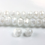 Chinese Cut Crystal Bead - Rondelle 06x8MM LUMI WHITE CANE