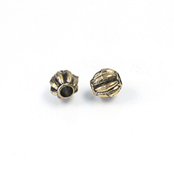 Metalized Plastic Bead - Melon Round 09MM ANT GOLD