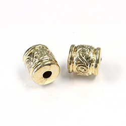 Metalized Plastic Engraved Bead - Fancy 13x12.5 GOLD