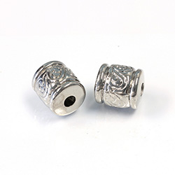 Metalized Plastic Engraved Bead - Fancy 13x12.5 SILVER