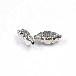 Metalized Plastic Engraved Bead - Fancy 19x11MM SILVER