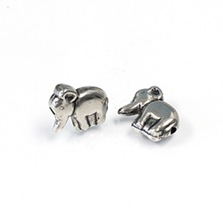 Metalized Plastic Engraved Bead - Elephant 15x13MM ANT SILVER